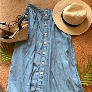 Madewell Button-Front Midi Skirt, Size 8